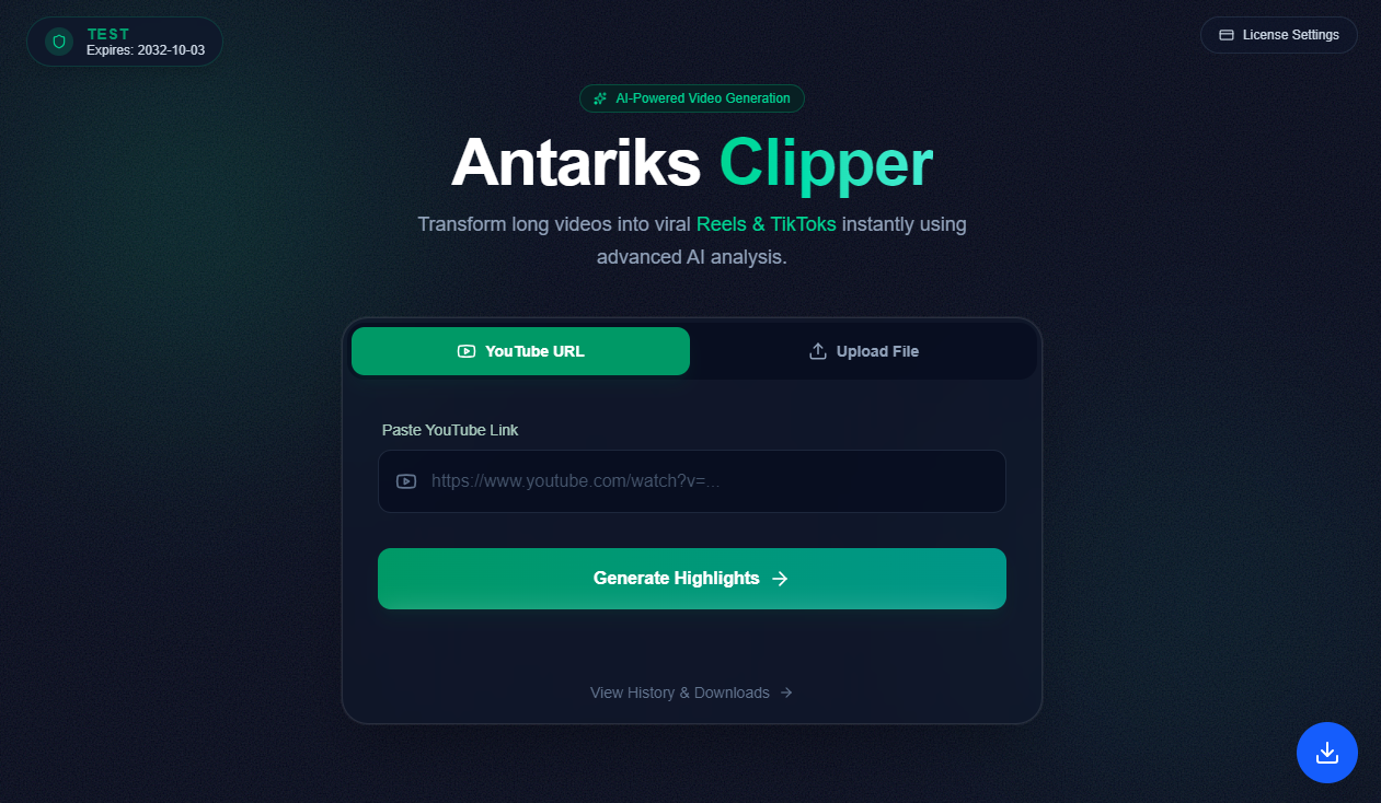 Pratinjau antarmuka Antariks Clipper AI