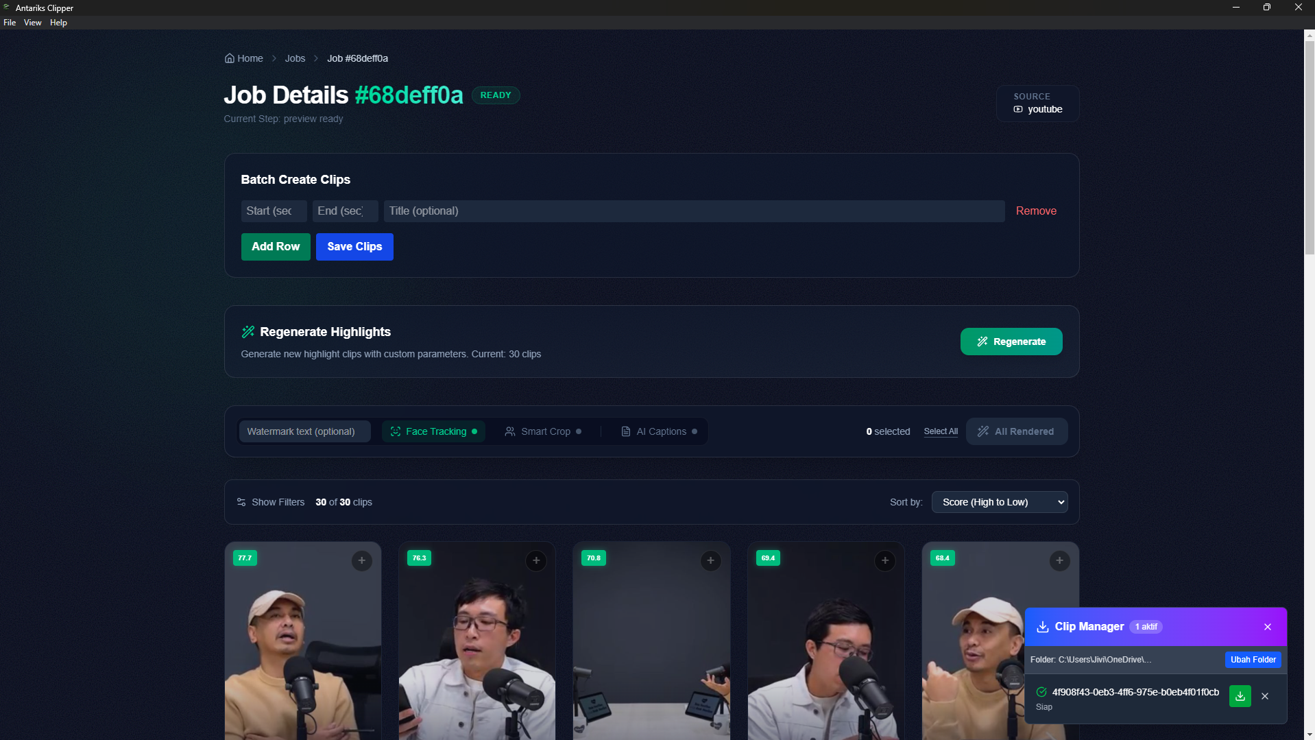 Dashboard antarmuka Antariks SaaS